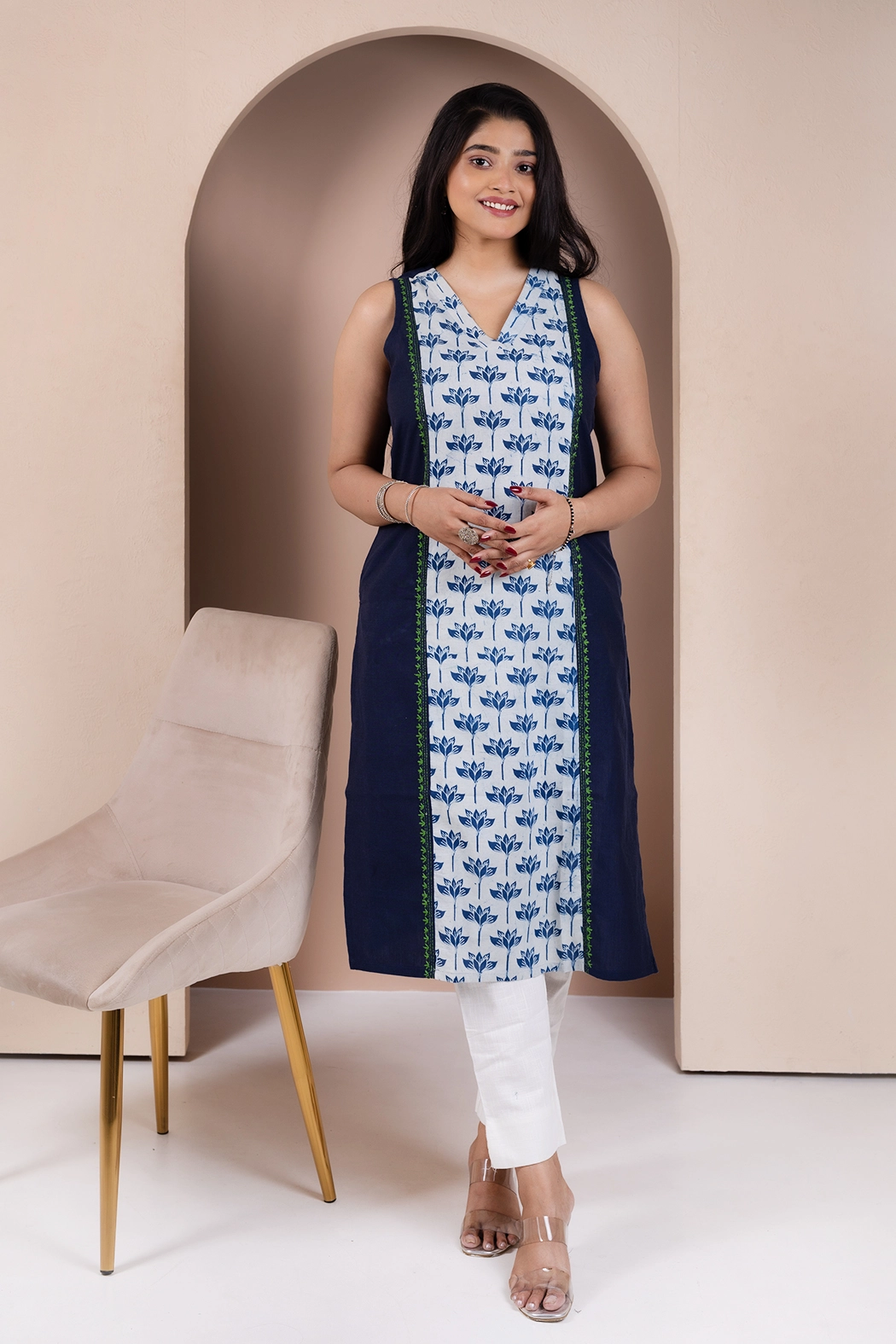navy-blue-sleeveless-cotton-kurta-kr-sl-0043