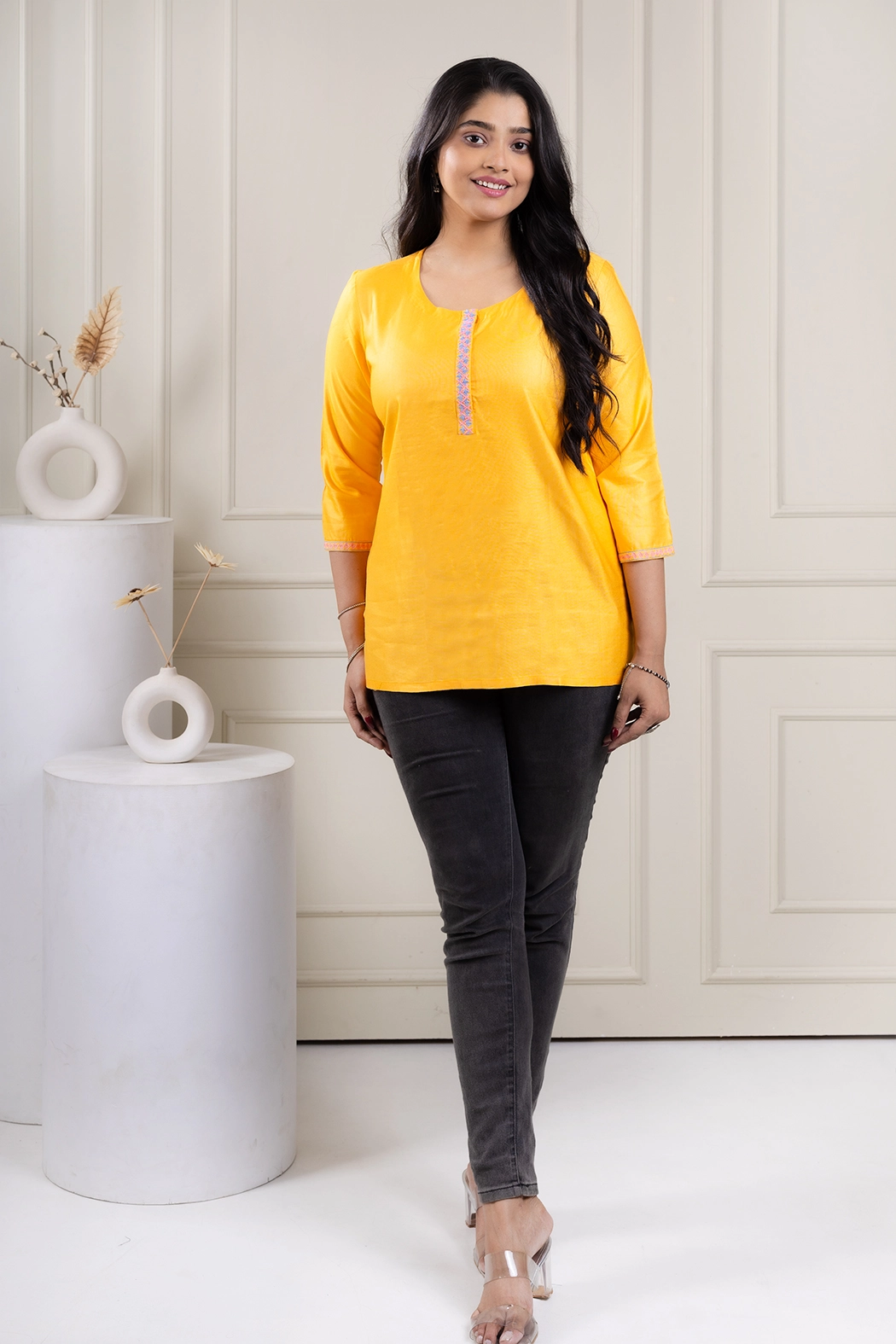 yellow-viscose-tussar-silk-short-top-tp-vs-0002