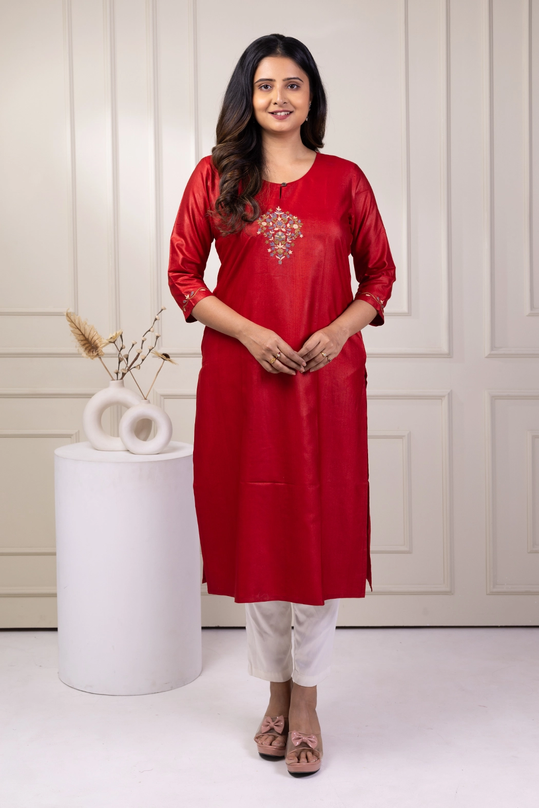 red-viscose-tussar-silk-kurta-kr-vs-0008