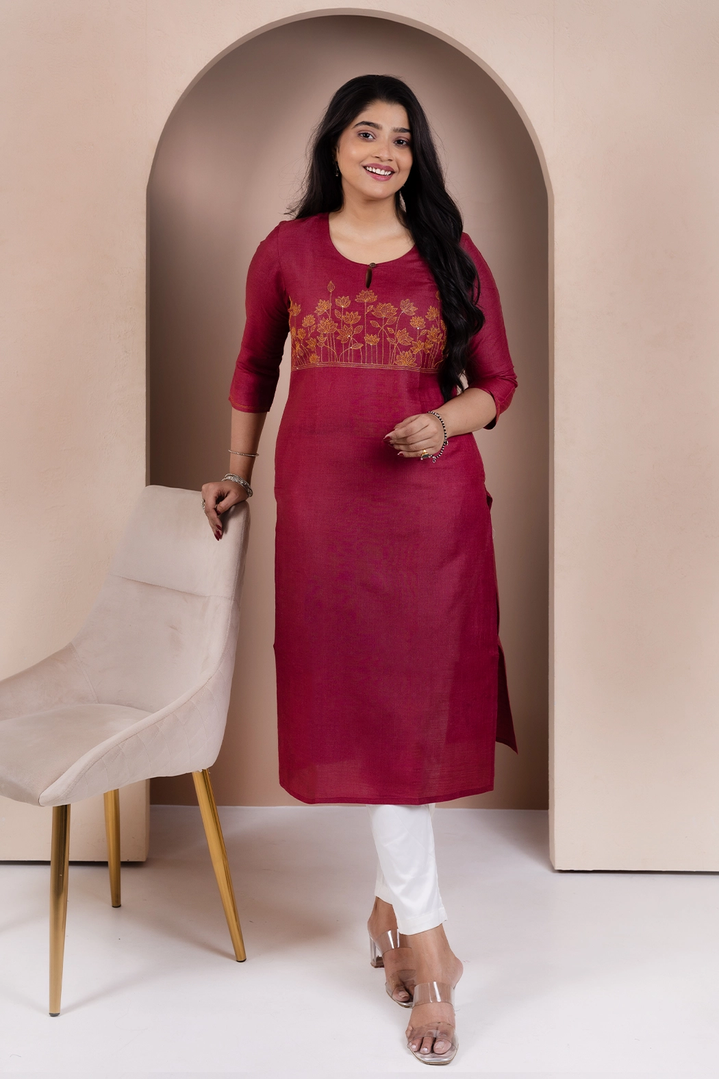 maroon-hand-embroidery-munga-silk-kurta-kr-ms-0005