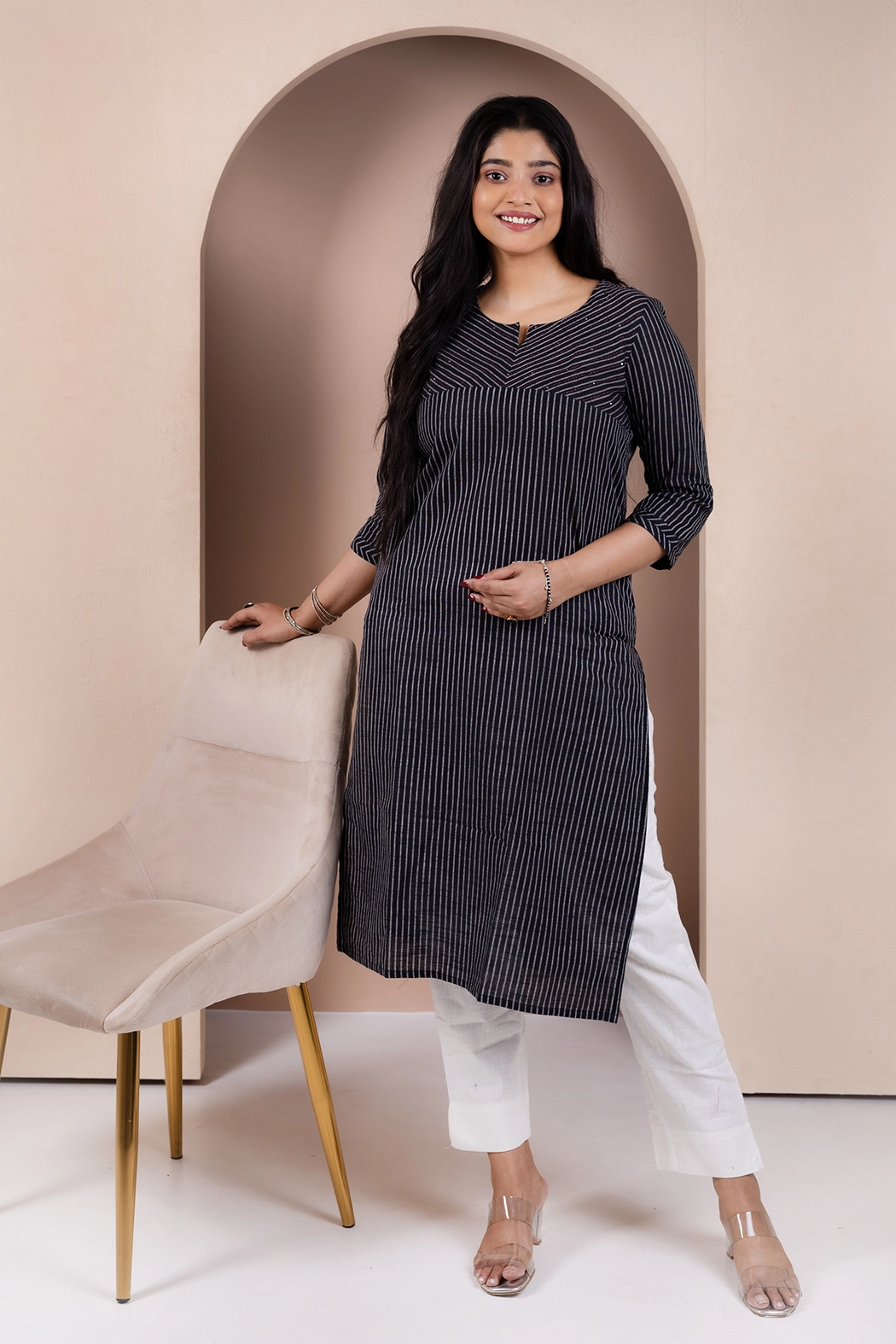 black-stripe-cotton-kurta-kr-sl-0040