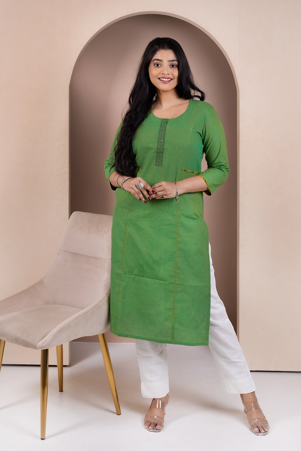 green-cotton-kurta-kr-sl-0045