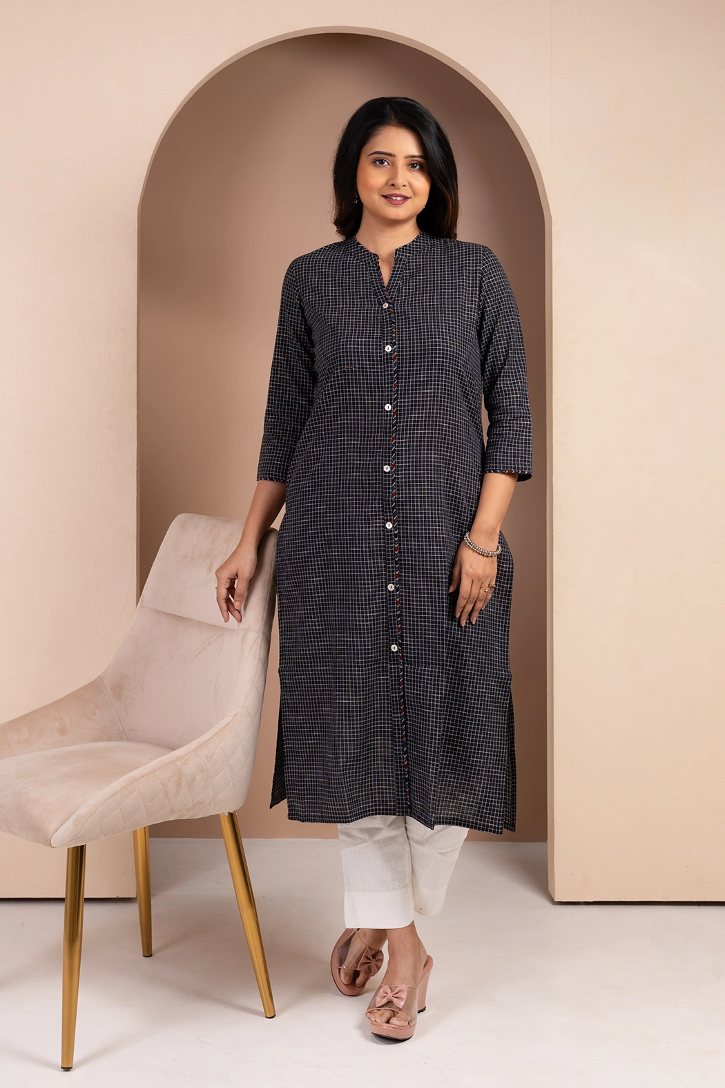black-round-neck-cotton-kurta-kr-sl-0037