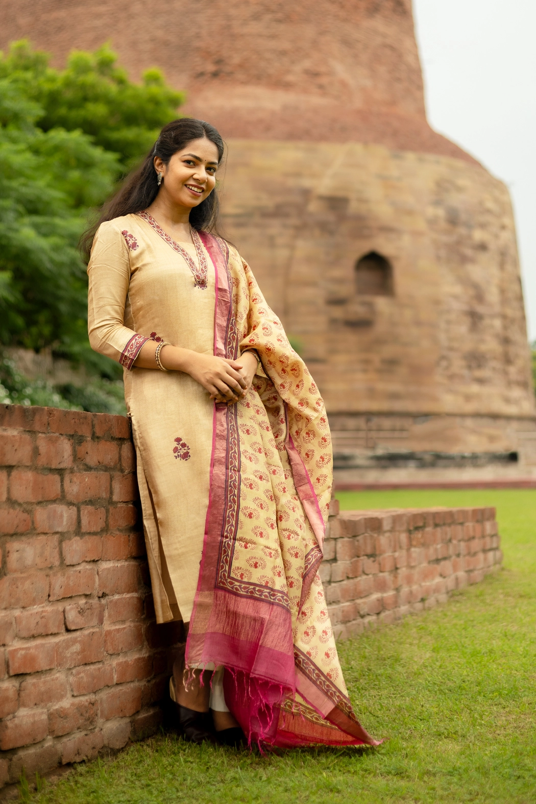 kimono-neck-beige-tussar-silk-kurta-kr-ts-0100