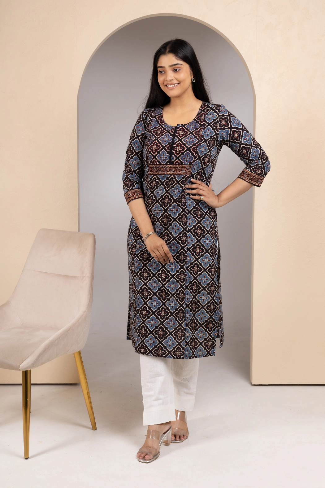 black-ajrakh-cotton-kurta-kr-aj-0055