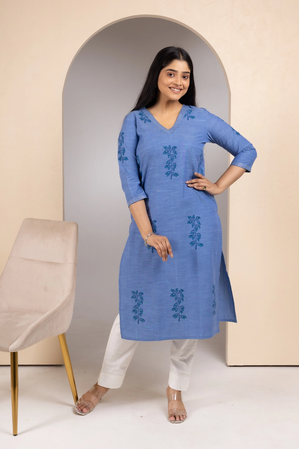 v-neck-block-printed-cotton-kurta-kr-sl-pr-0083