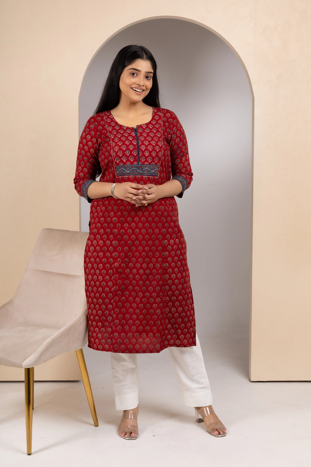 red-ajrakh-cotton-kurta-kr-aj-0056