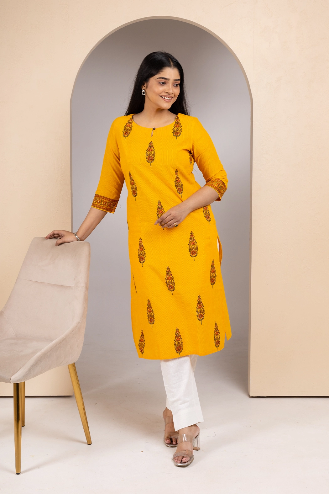yellow-block-printed-cotton-kurta-kr-sl-pr-0075
