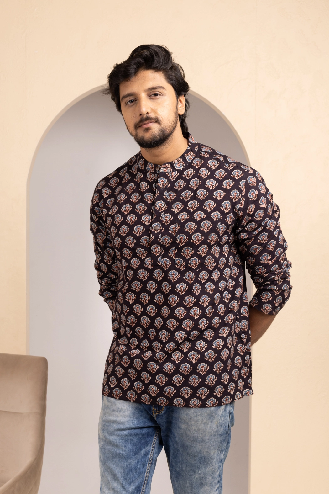 ajrakh-hand-block-printed-cotton-short-kurta-for-men-mn-sk-0027