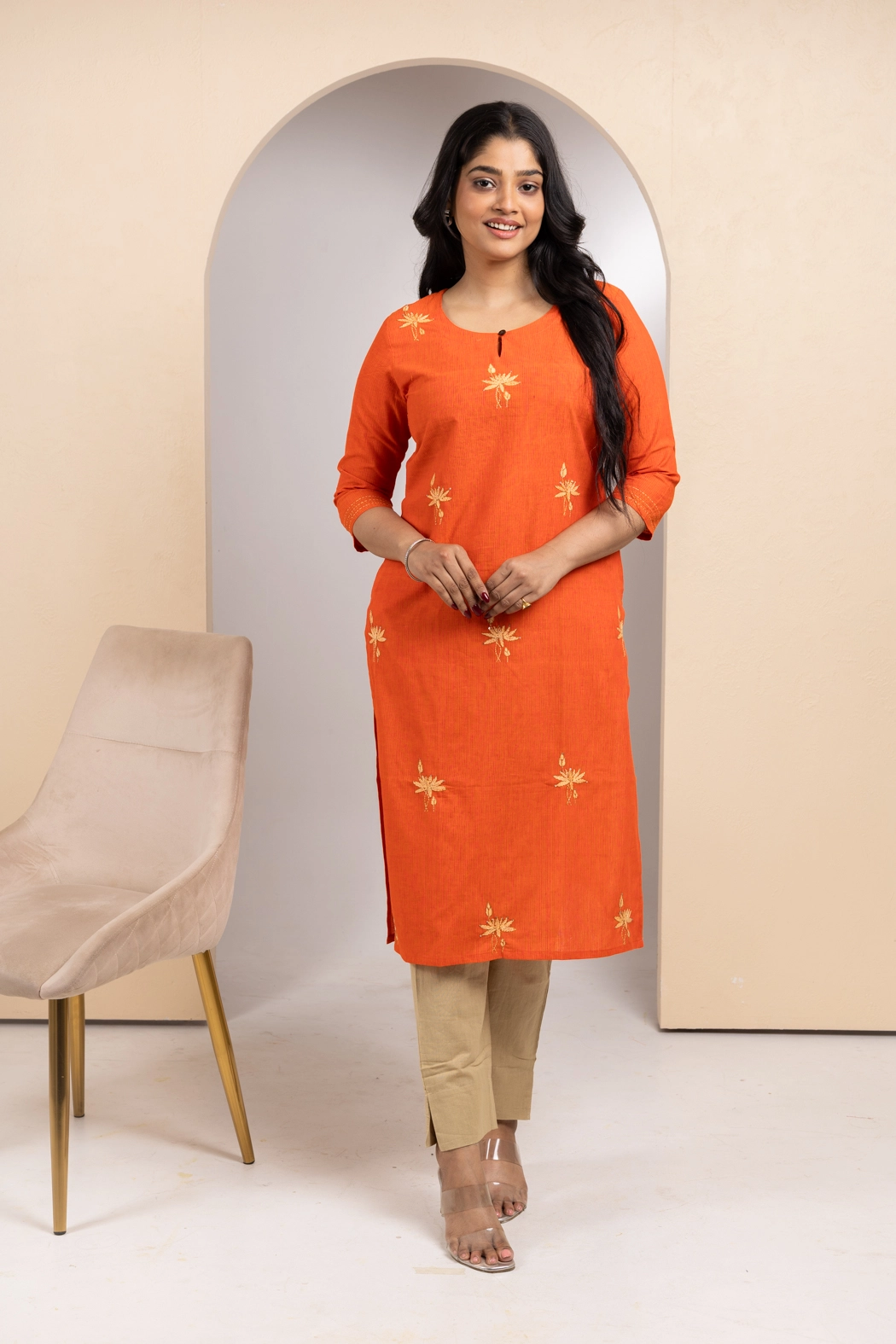orange-cotton-kurta-kr-sl-0054