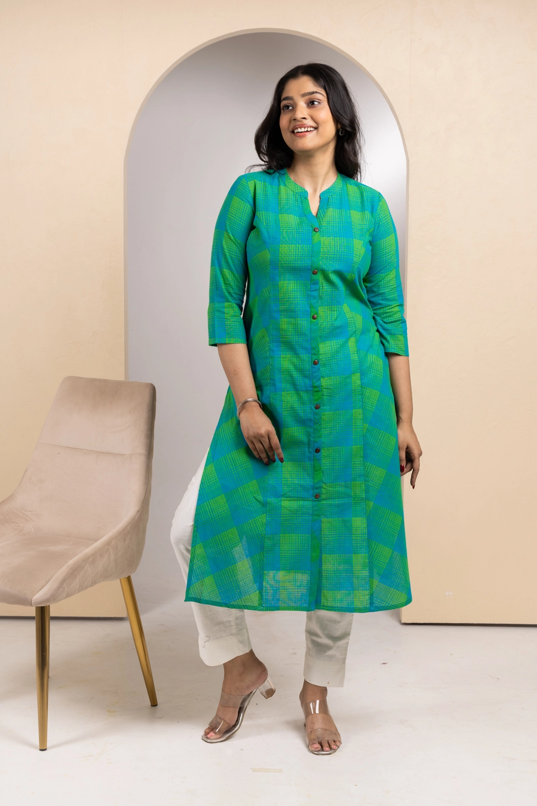 green-checks-cotton-kurta-kr-sl-pr-0093