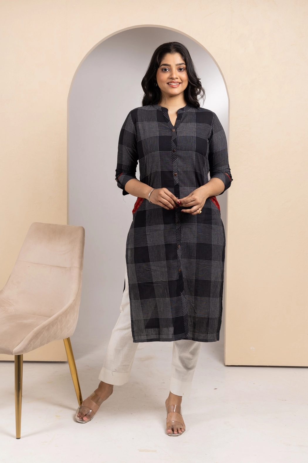black-checks-cotton-kurta-kr-sl-pr-0090