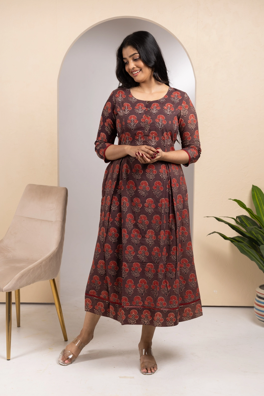 brown-ajrakh-dress-dr-aj-0012