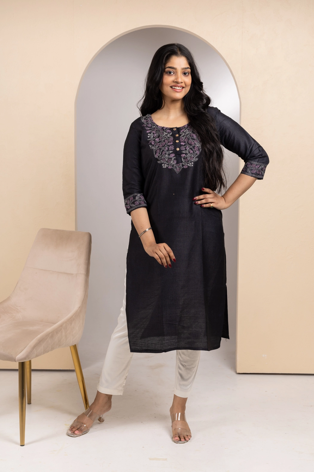 black-hand-embroidery-munga-silk-kurta-kr-ms-0007