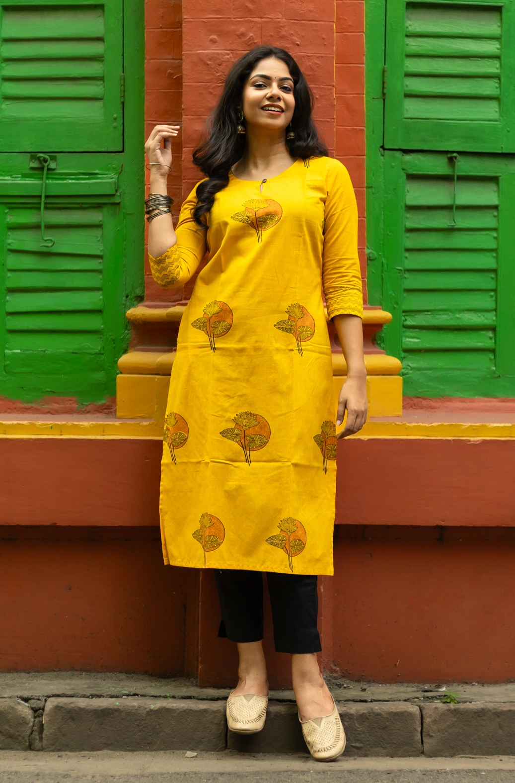 yellow-block-printed-cotton-kurta-kr-sl-pr-0097