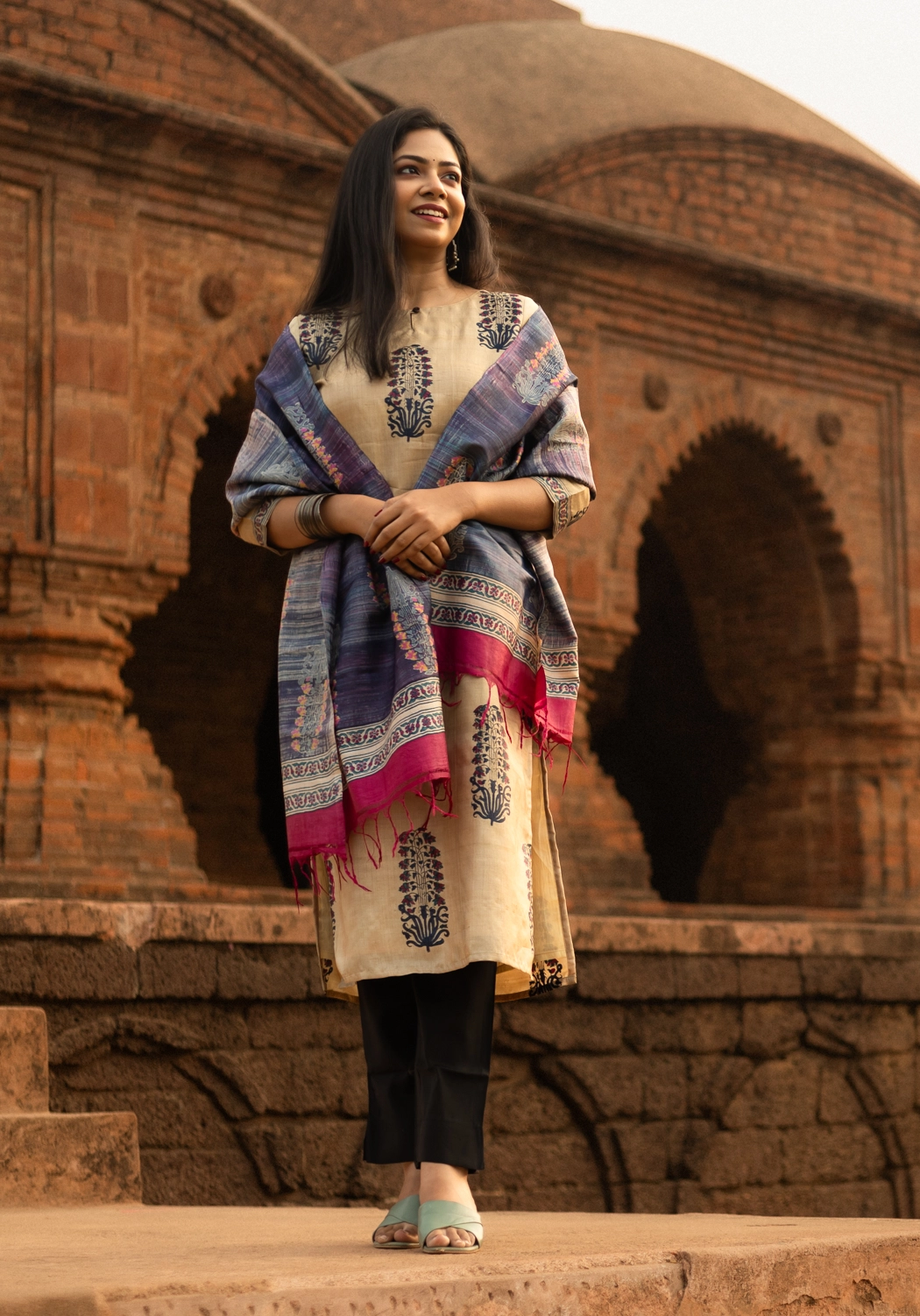 beige-block-printed-tussar-silk-kurti-kr-ts-0126