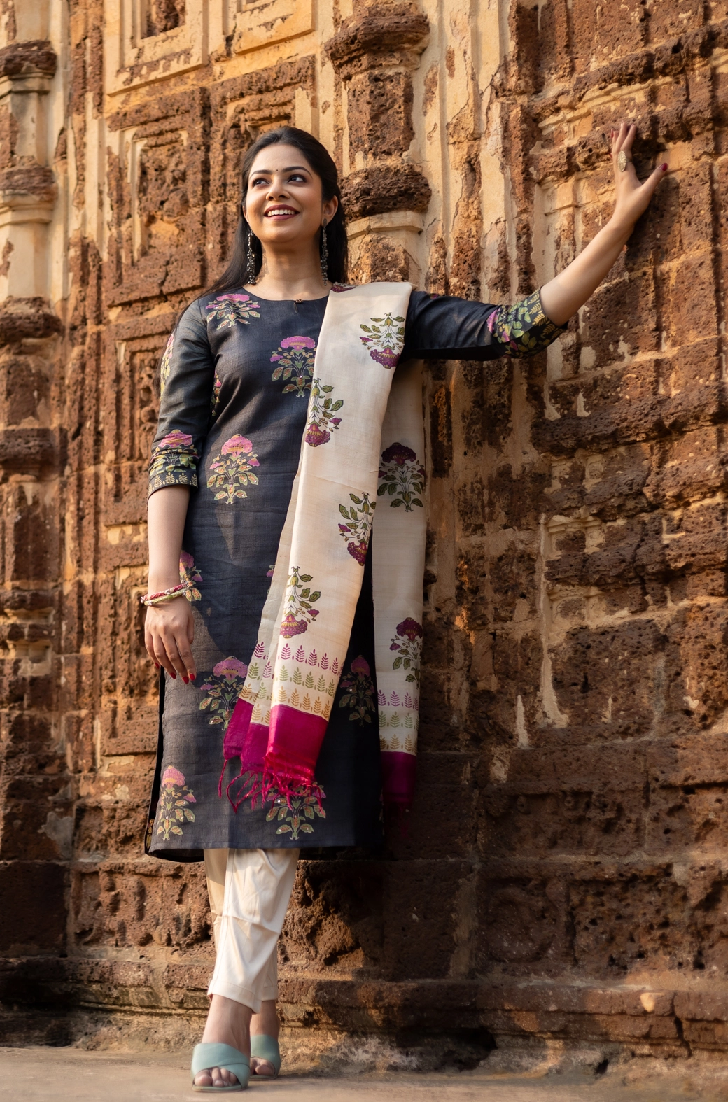 black-block-printed-tussar-silk-kurti-kr-ts-0125