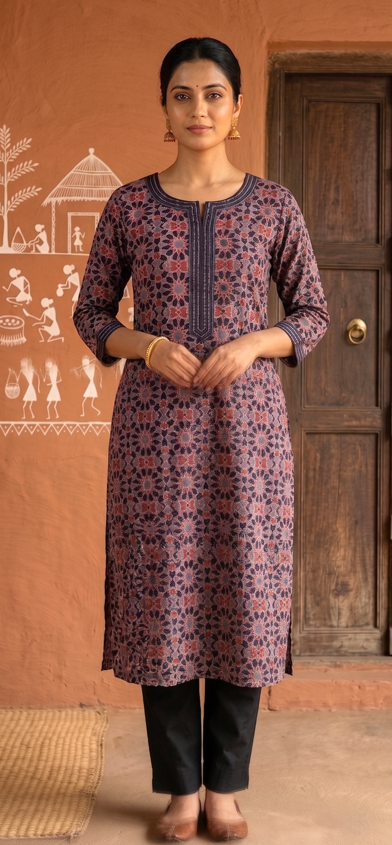 red-ajrakh-kurta-pant-set-st-aj-0002